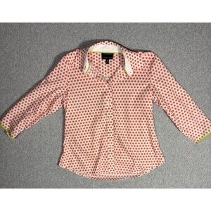 Foxcroft Wrinkle-Free Shaped Fit Cotton Orange Slices Print Button-Up Shirt Sz 4
